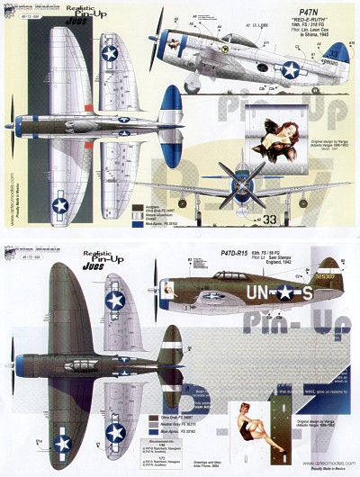 Декаль 1/72 Pin Up Thunderbolts (2) Republic P-47D Thunderbolt 'Razorback' (Aztec)