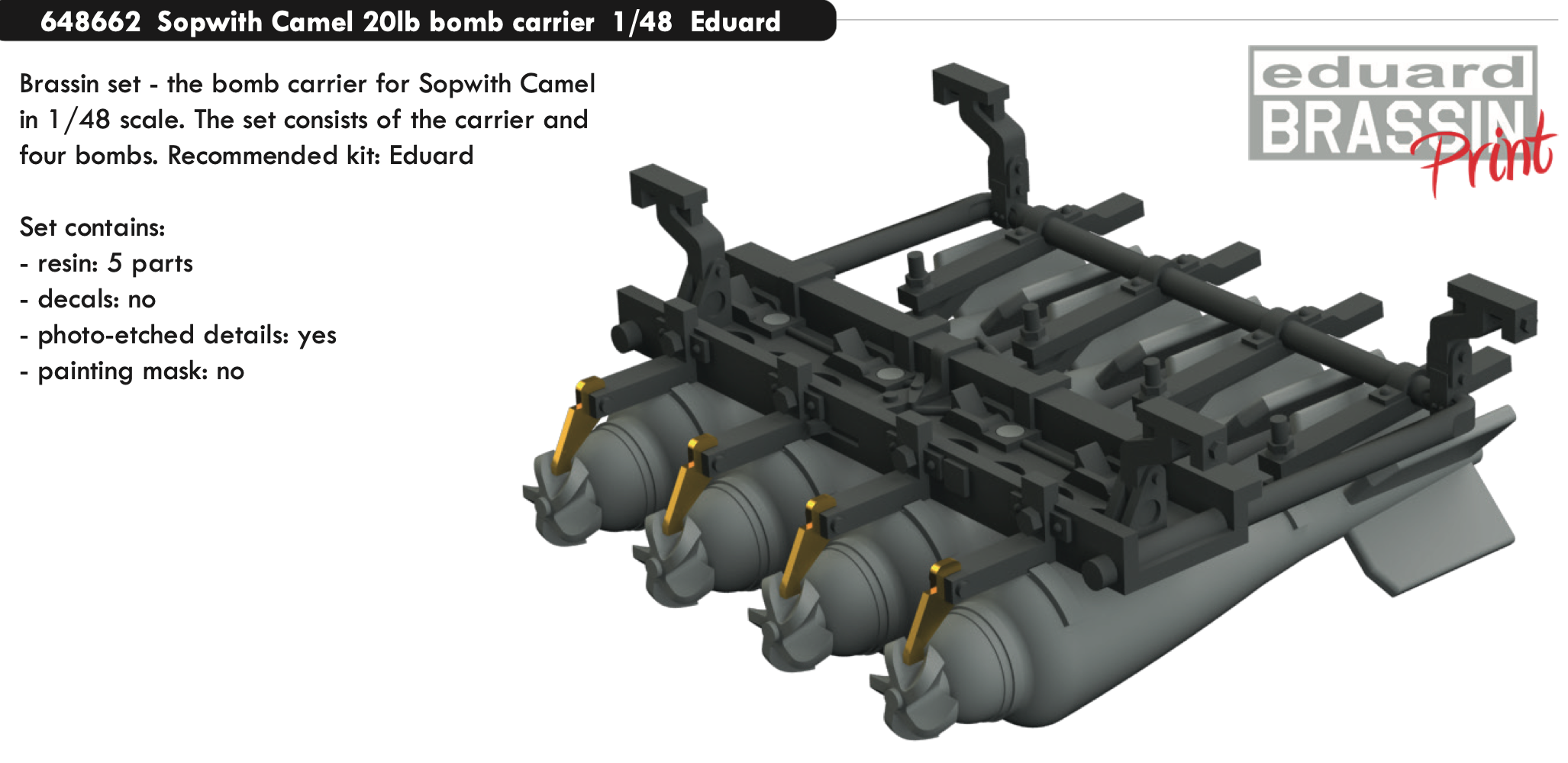 Дополнения из смолы 1/48 Крепления для бомб 20lb Sopwith Camel (для модели Eduard)