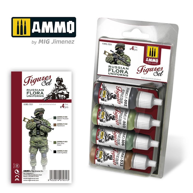 Набор акриловых красок Russian Flora Uniforms Figures Set (Ammo Mig) (4x17ml)