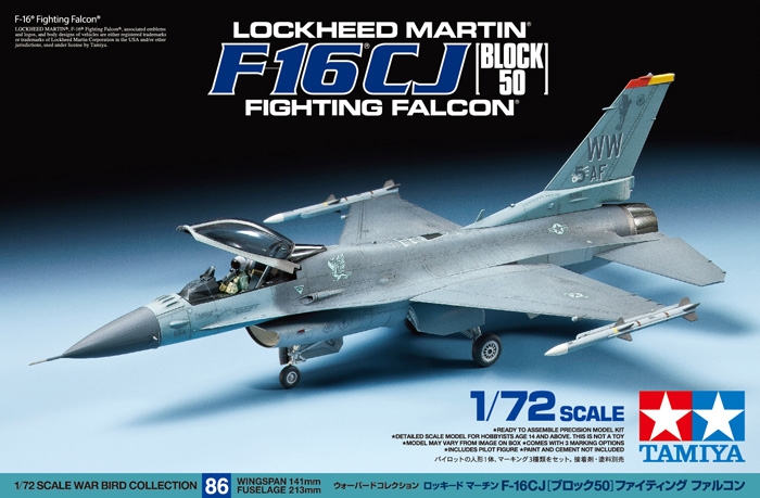 Сборная модель 1/72 Lockheed-Martin F-16CJ Block 50 Fighting Falcon (Tamiya)