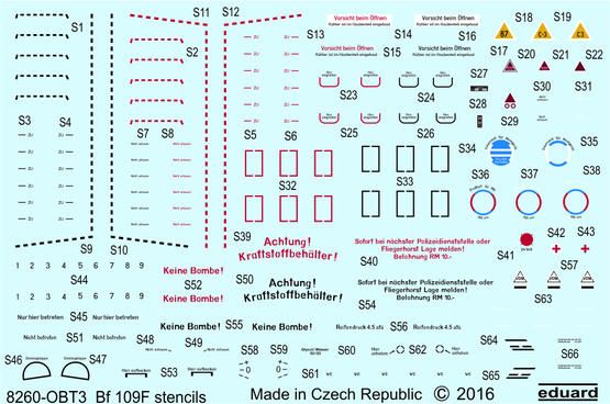 Декаль 1/48 Bf 109F stencils (EDU)