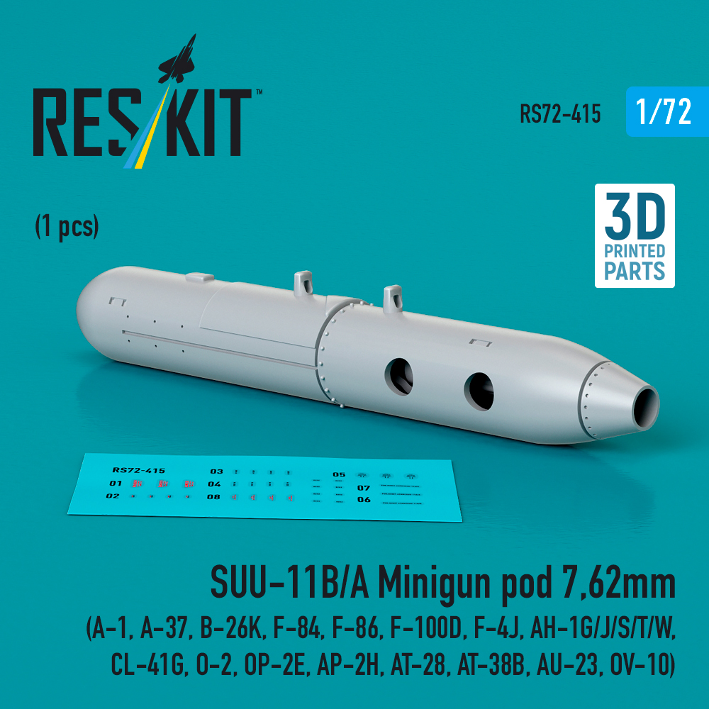 Дополнения из смолы 1/72 SUU-11B/A Minigun pod 7,62mm (1 pcs) (ResKit)
