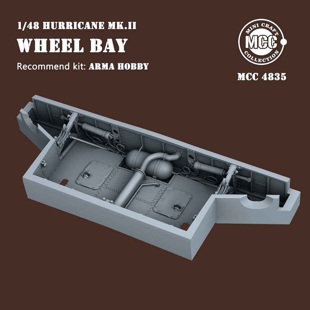 Дополнения из смолы 1/48 Ниши шасси Hawker Hurricane Mk.II Wheel (Arma Hobby) (MCC)