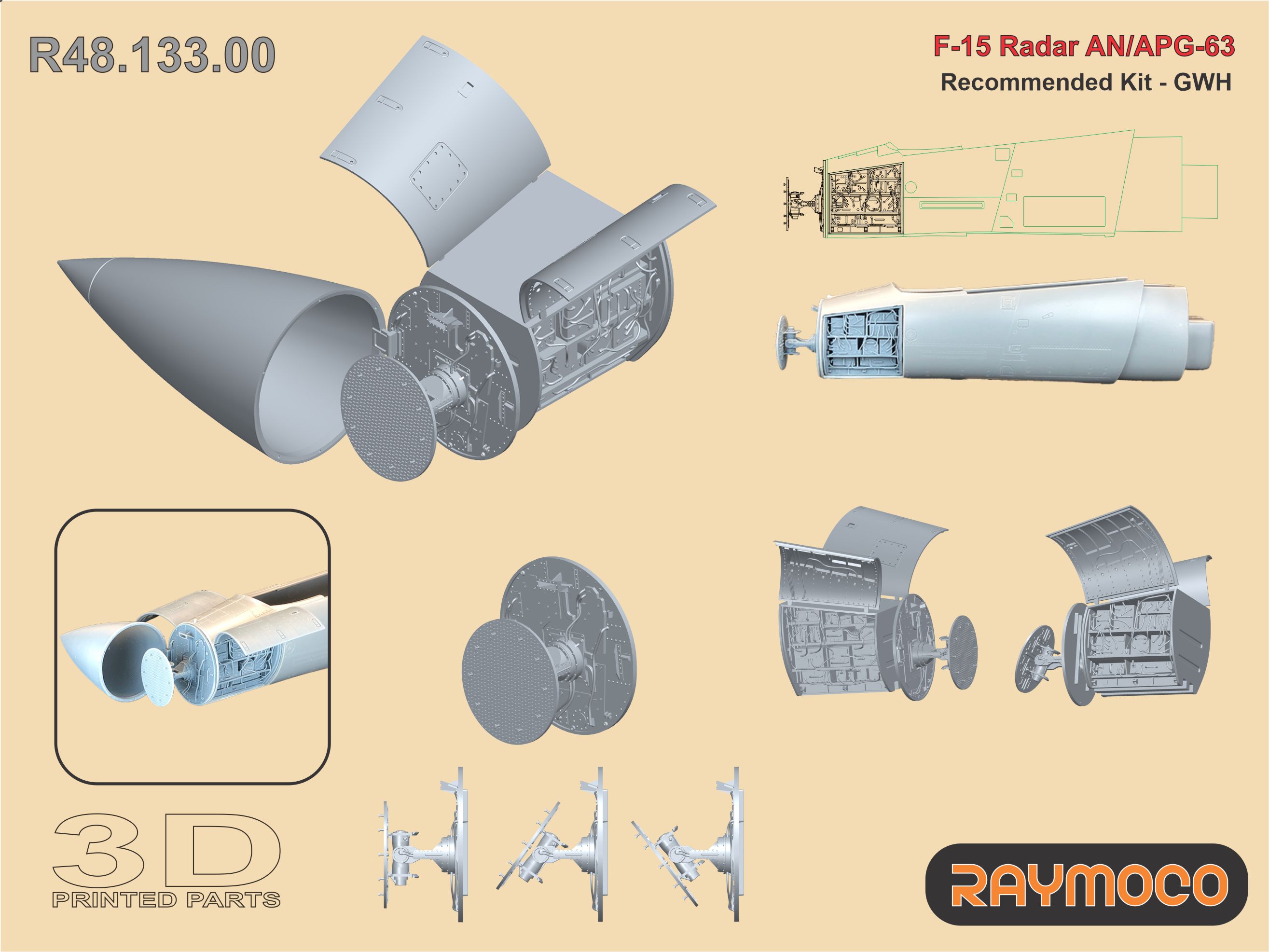 Дополнения из смолы 1/48 F-15 Radar AN/APG-63 (Raymoco)