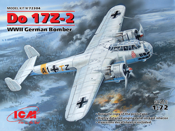 Сборная модель 1/72 Dornier Do 17Z-2 German Bomber WWII (ICM)