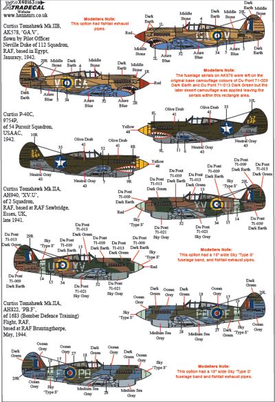 Декаль 1/48 Curtiss P-40B Tomahawk (Warhawk) Pt 2 (6) (Xtradecal)