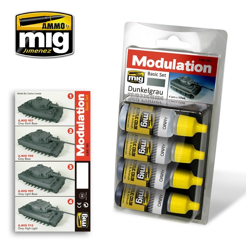 Набор акриловых красок Dunkelgrau Modulation Set (Ammo Mig) (4x17ml)