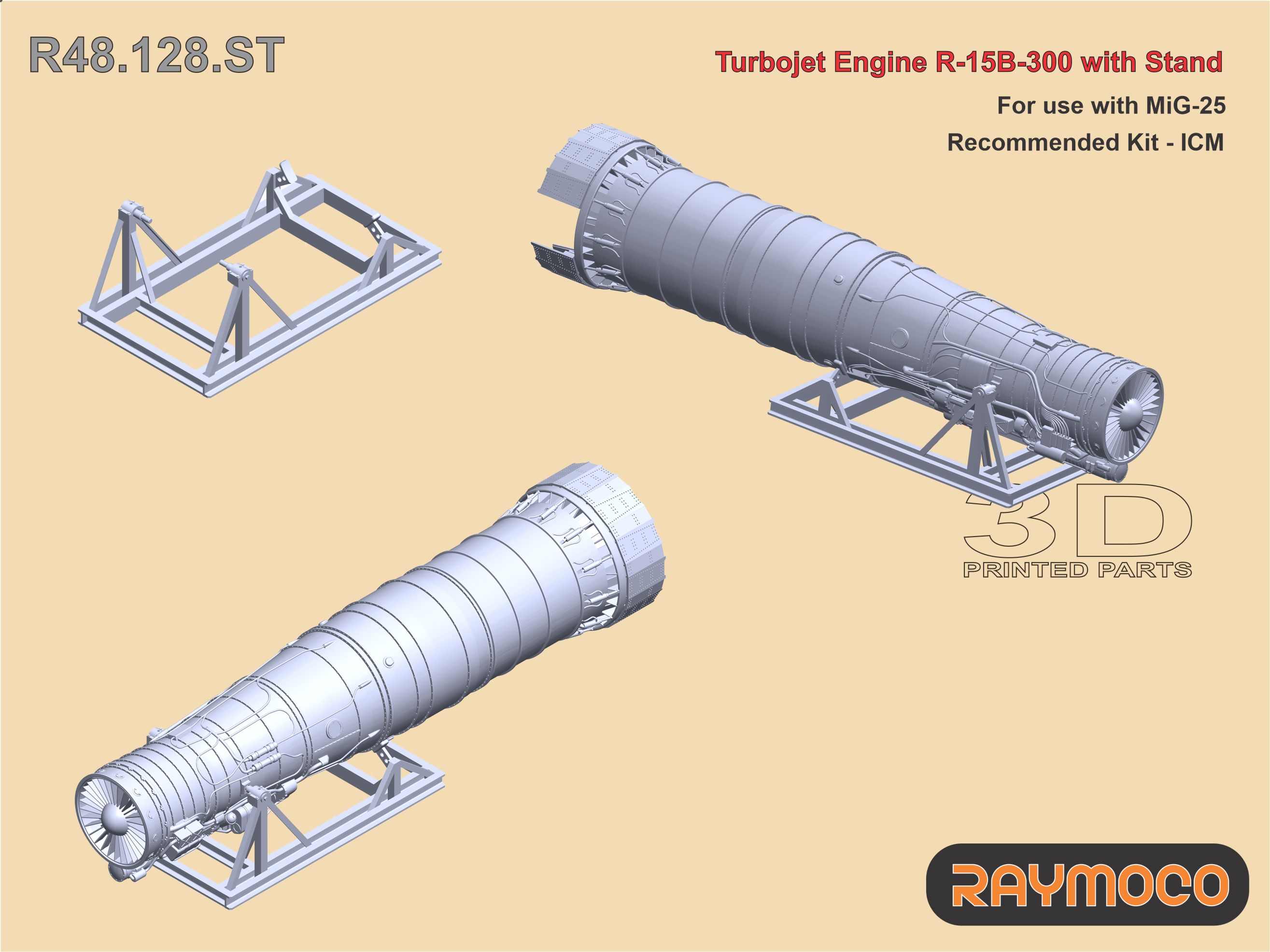 Дополнения из смолы 1/48 Turbo jet Engine R-15B-300 with stand (Raymoco)