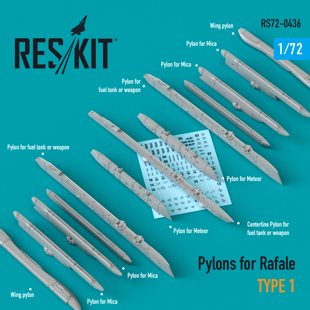 Дополнения из смолы 1/72 Pylons for Dassault Rafale type 1 (ResKit)