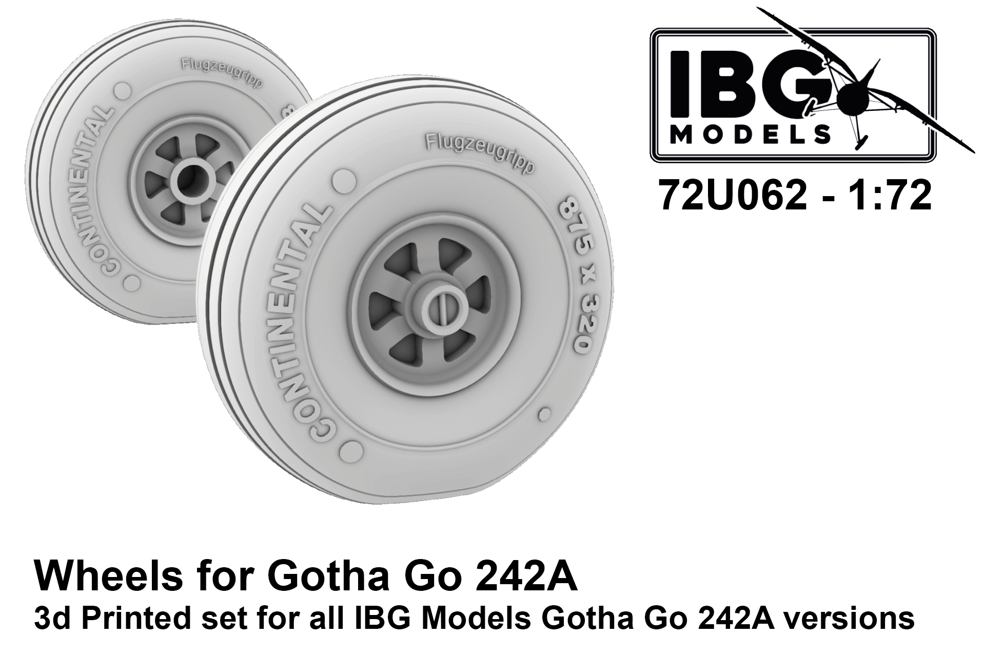 Дополнения из смолы 1/72 Колеса для Gotha Go-242A-1/Go-244 (для модели IBG)
