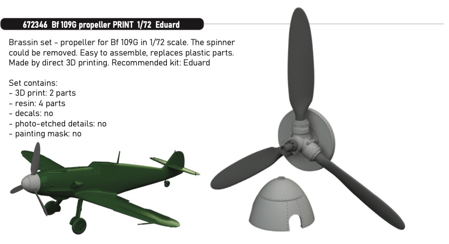 Дополнения из смолы 1/72 Воздушный винт Messerschmitt Bf-109G (для модели Eduard) 