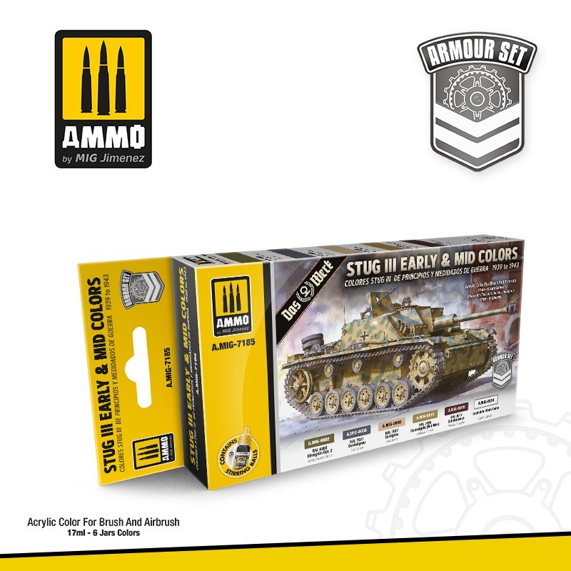 Набор акриловых красок StuG III Early & Mid Colors 1939 to 1943 (Ammo Mig) (6x17ml)