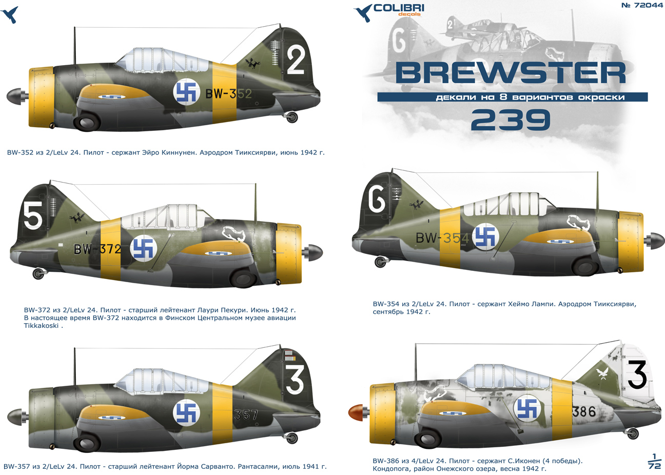 Декаль 1/72 BW-239 Finnish aces (Colibri Decals)