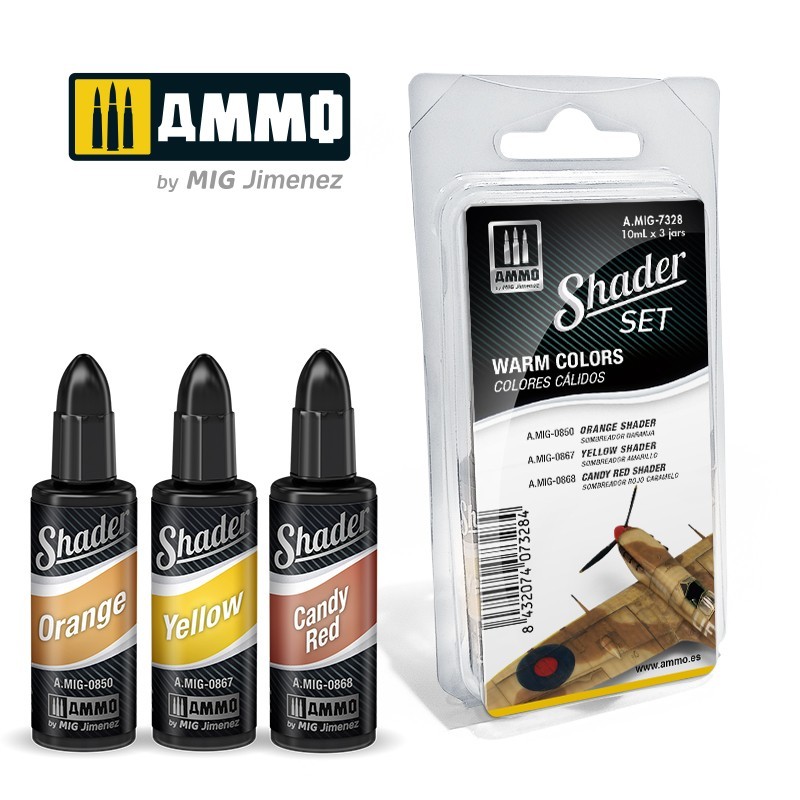 Набор акриловых красок SHADER Set Warm Colors (Ammo Mig) (3x10ml)