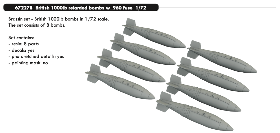 Дополнения из смолы 1/72 British 1000lb retarded bombs w_960 fuse