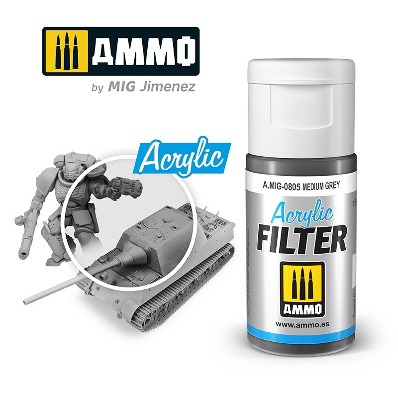 Акриловый фильтр ACRYLIC FILTER Medium Grey (15mL) (Ammo Mig)