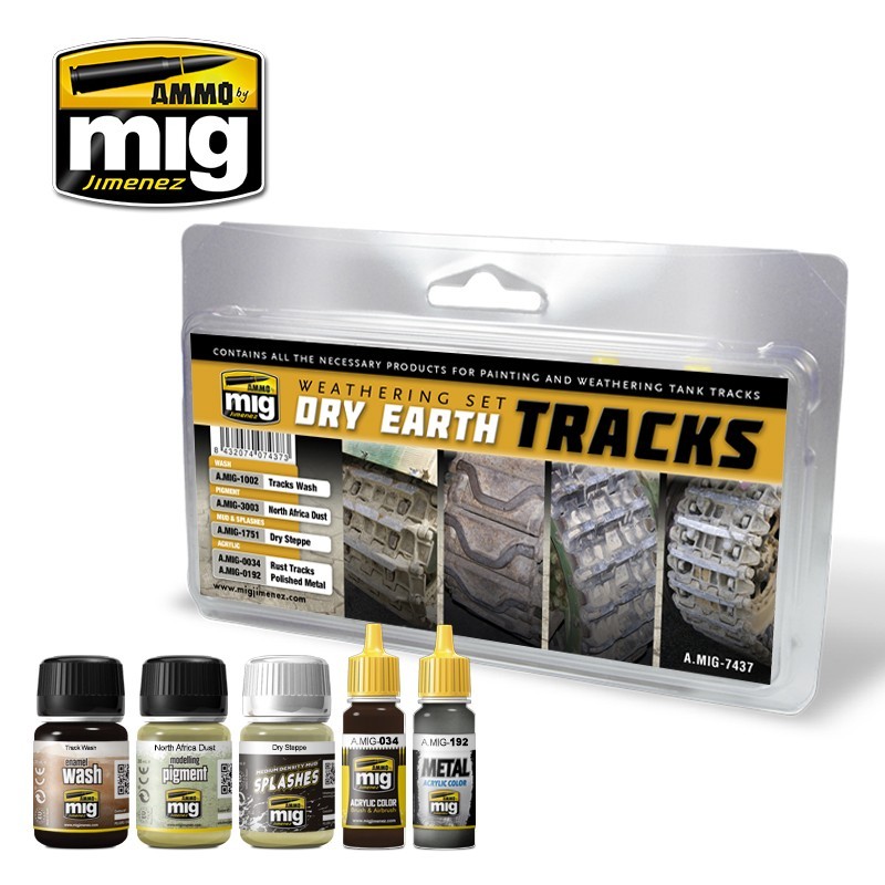 Набор для создания эффектов Dry Earth Tracks Weathering Set (Ammo Mig)