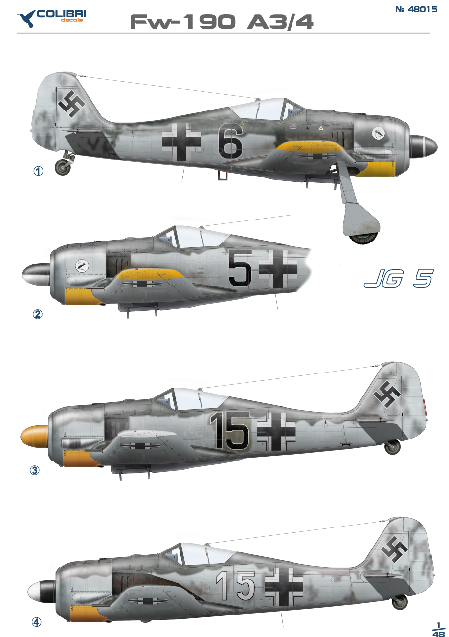 Декаль 1/48 Fw-190 A3 JG 5 (Colibri Decals)