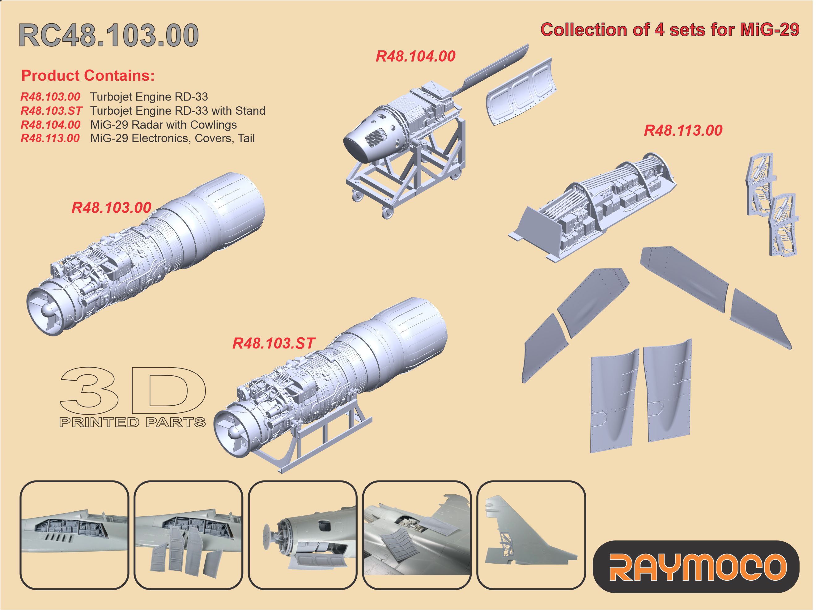 Дополнения из смолы 1/48 Collection of 4 sets for MiG-29 (Raymoco)