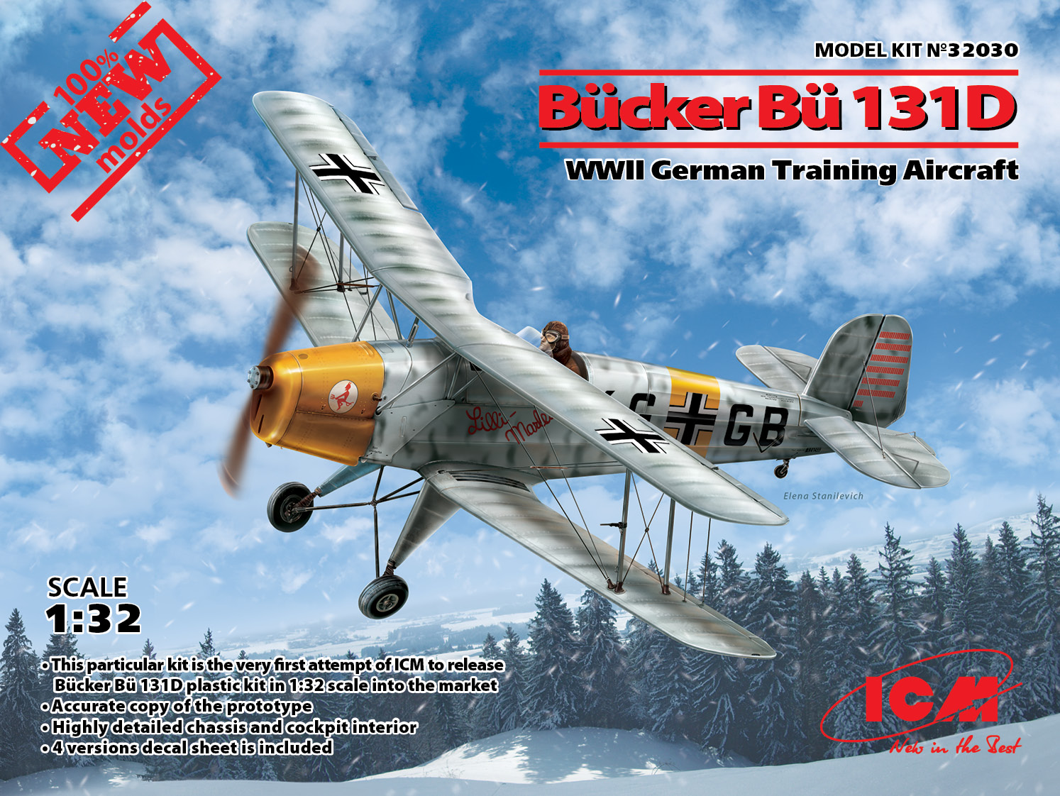 Сборная модель 1/32 Bücker Bü 131D German WWII Training (ICM)