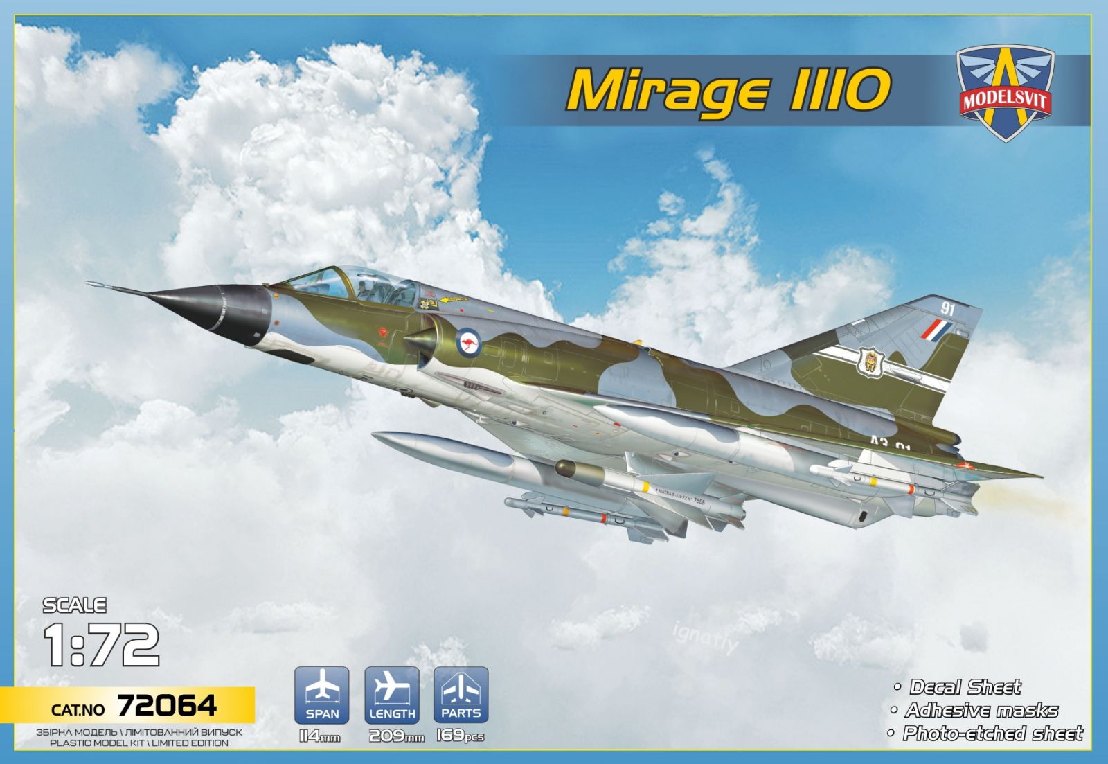 Сборная модель 1/72 Dassault Mirage IIIO (Modelsvit)