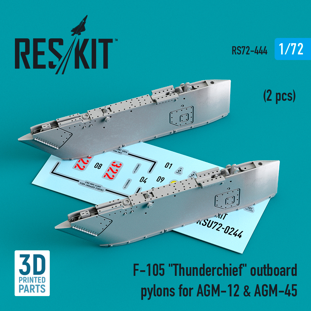 Дополнения из смолы 1/72 Republic F-105D/F-105G Thunderchief outboard AGM-12 & AGM-45 (ResKit)