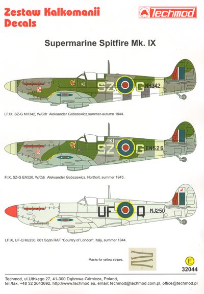 Декаль 1/32 Supermarine Spitfire Mk.IX (Techmod)