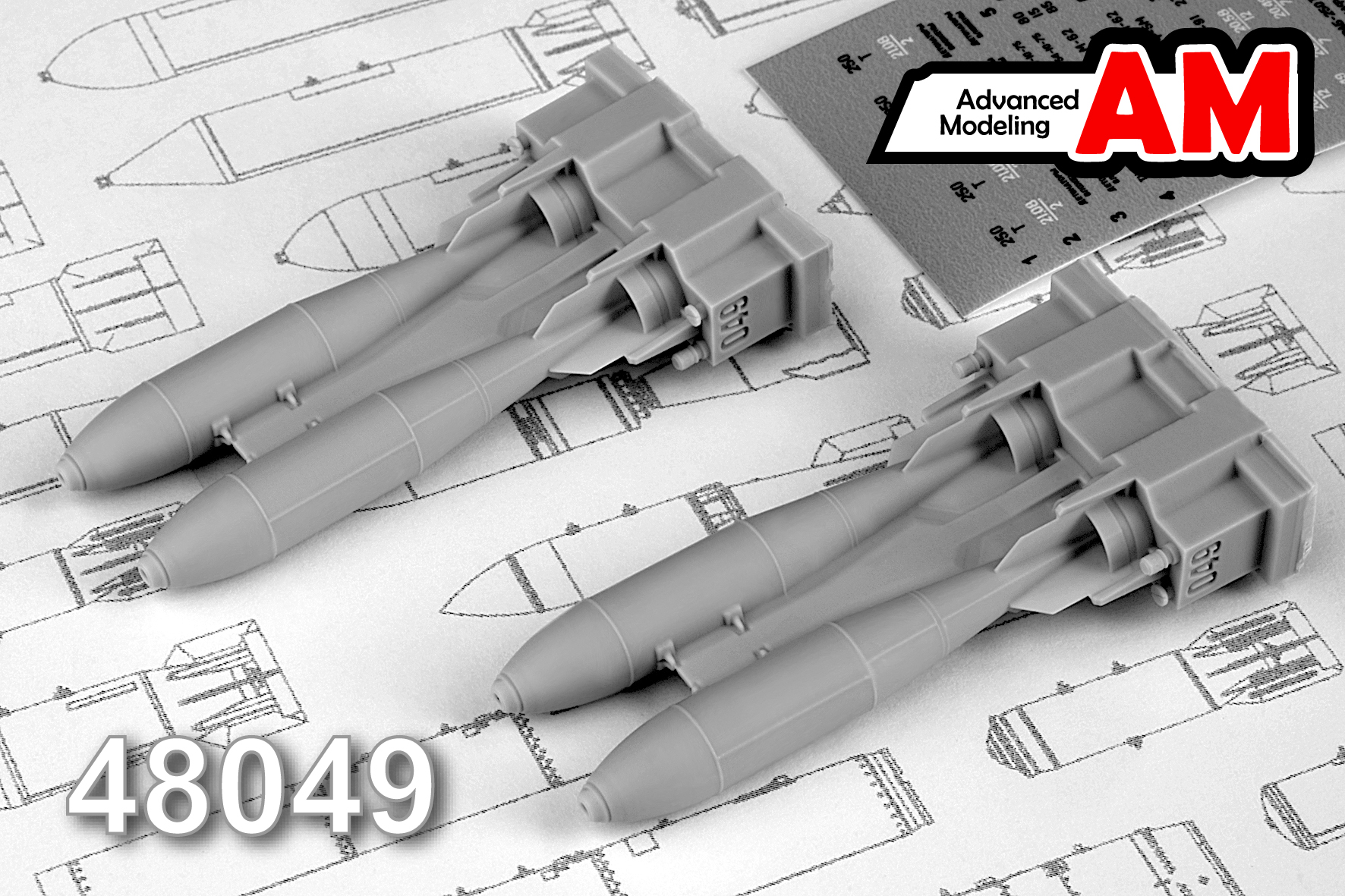 Дополнения из смолы 1/48 ФАБ-250 М-62, фугасная авиабомба калибра 250 кг (Advanced Modeling)