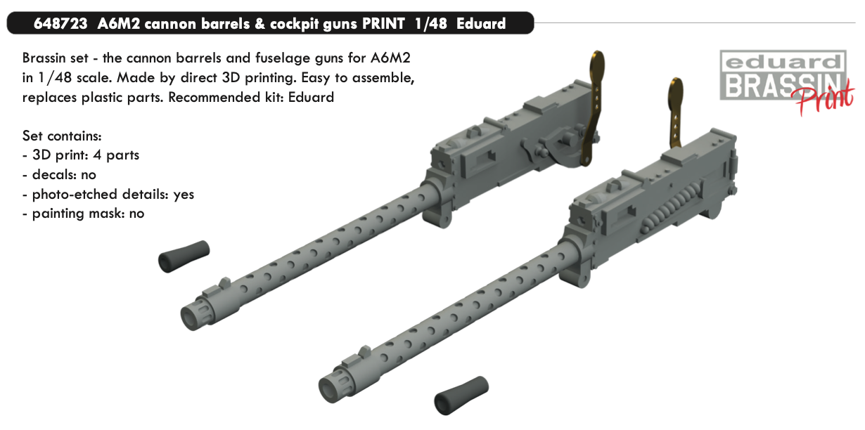 Дополнения из смолы 1/48 Стволы пушек и пулемёты в кабине истребителя Mitsubishi A6M2 Zero (Eduard)
