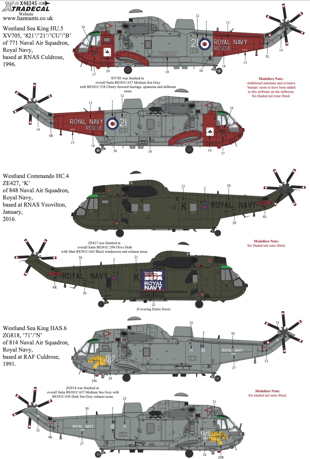Декаль 1/48  Westland Sea King Collection Pt3 (7) (Xtradecal)