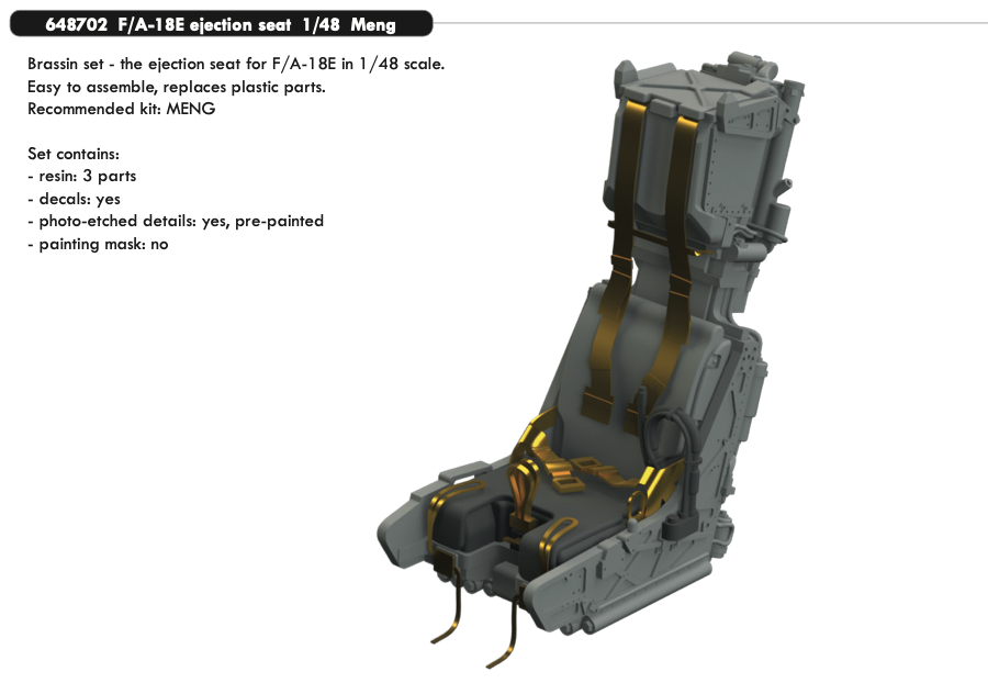  Дополнения из смолы 1/48 Катапультное кресло Boeing F/A-18E (для модели Meng Model kits ) 