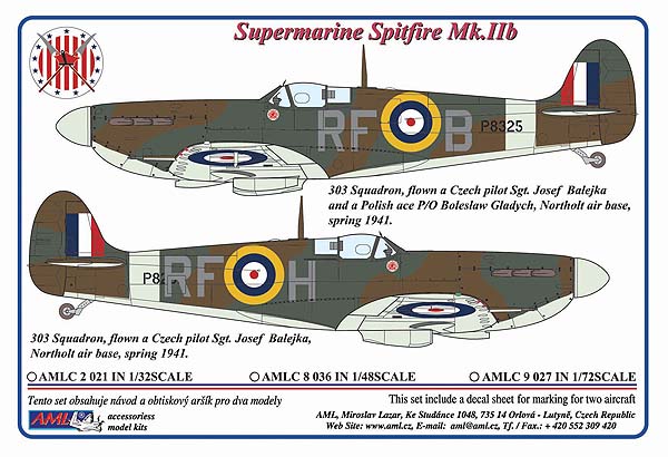 Декаль 1/72 303 Squadron RAF, Supermarine Spitfire Mk.IIb (AML)