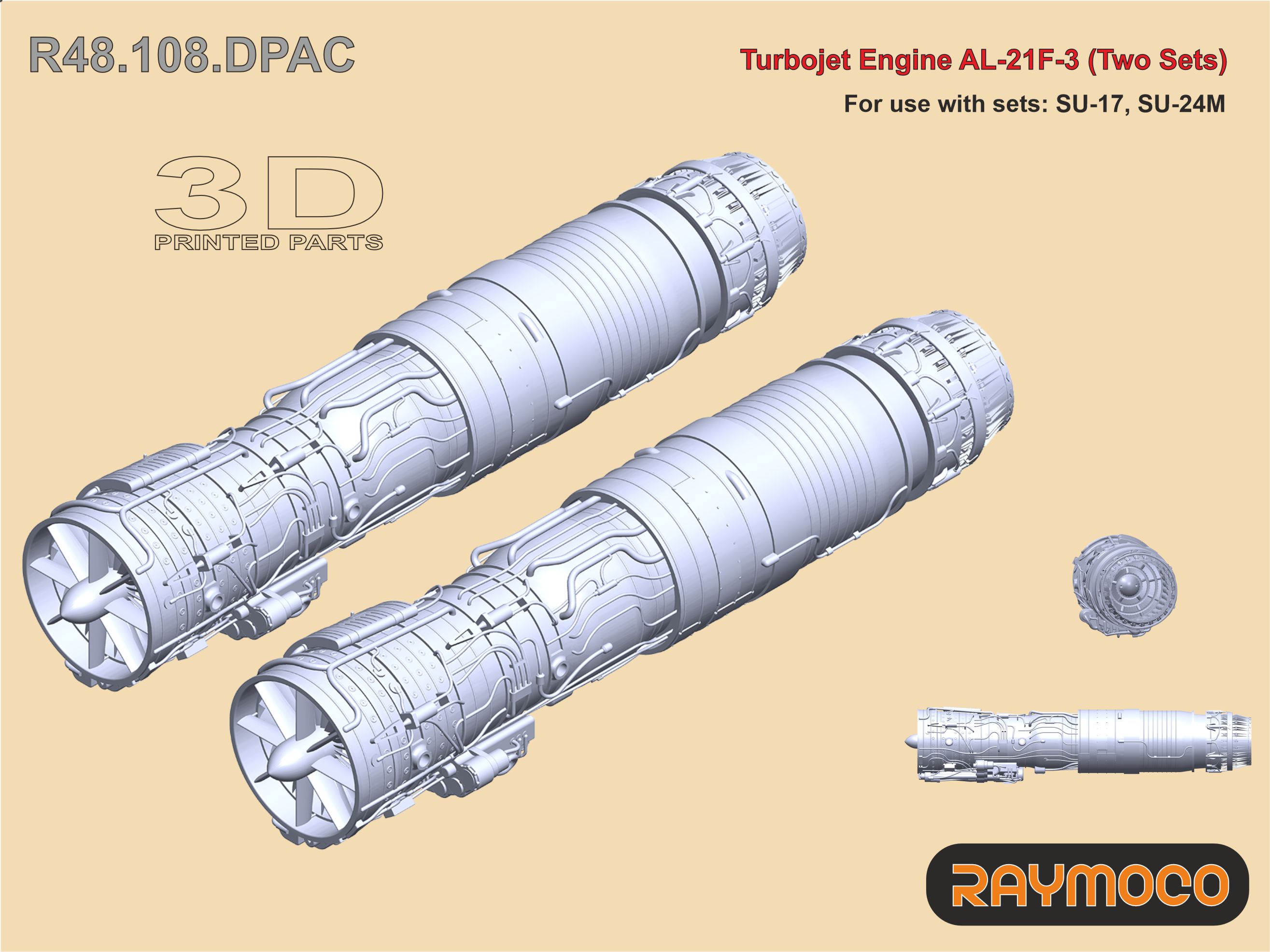 Дополнения из смолы 1/48 Turbo Jet Engine AL-21F-3 (2 Sets) (Raymoco)