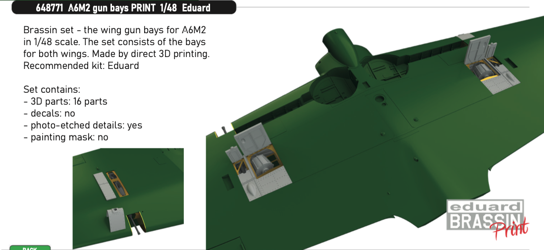 Дополнения из смолы 1/48 Оружейные отсеки Mitsubishi A6M2 Zero (для модели Eduard)