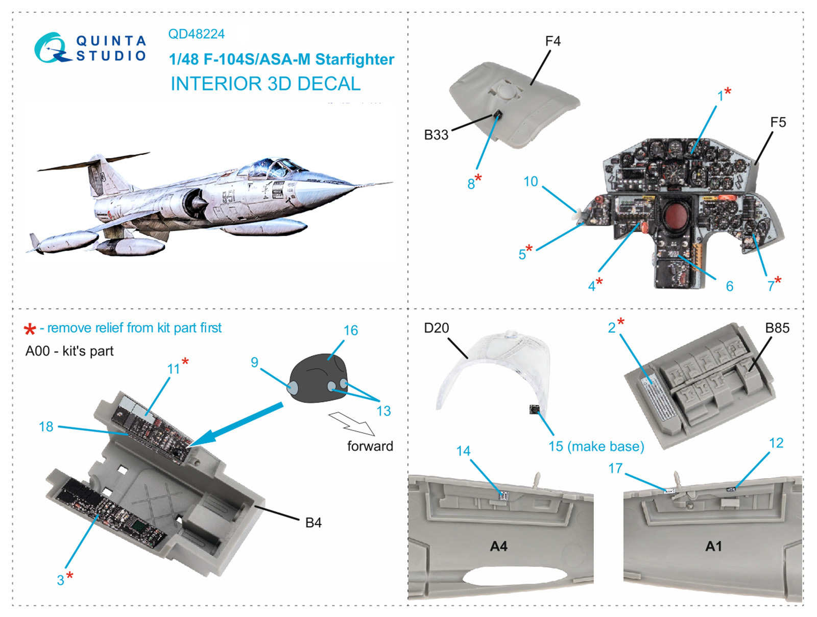 3D Декаль интерьера кабины F-104S/ASA-M (Kinetic)