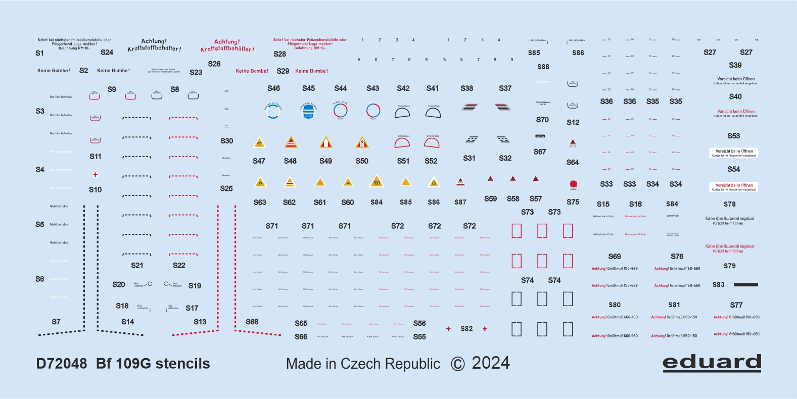 Декаль 1/72 Bf 109G stencils (EDU)