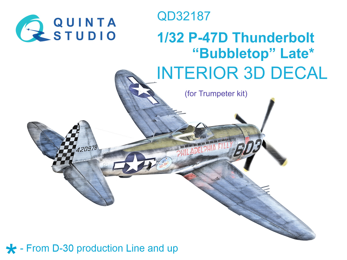 3D Декаль интерьера кабины P-47D Thunderbolt Bubbletop (поздний) (Trumpeter)
