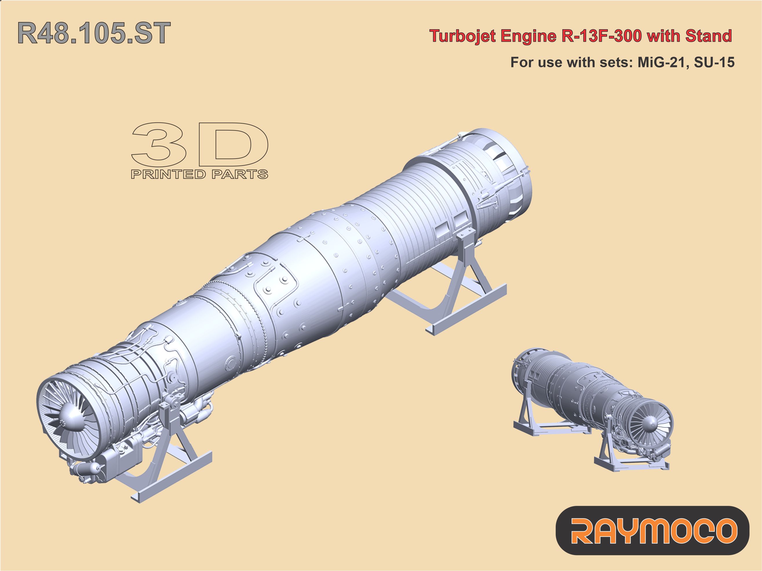 Дополнения из смолы 1/48 Turbo Jet Engine R-13F-300/w Stand (Raymoco)