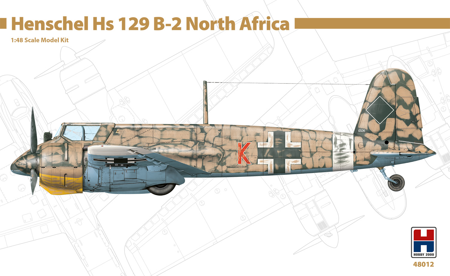 Сборная модель 1/48 Henschel Hs-129B-2 North Africa (Hobby 2000)