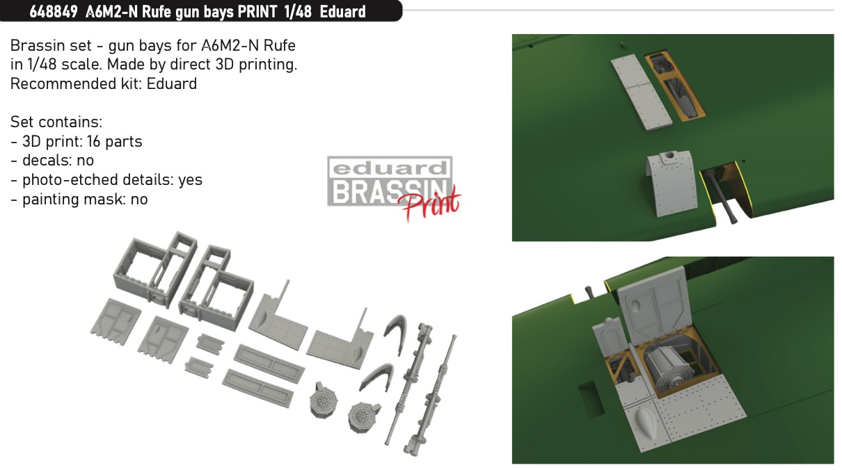 Дополнения из смолы 1/48 Nakajima A6M2-N Rufe gun bays (для модели Eduard)