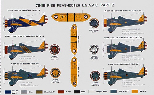 Декаль 1/72 Boeing P-26A/P-26C Peashooter USAAC Part 2 (6) (Starfighter Decals)