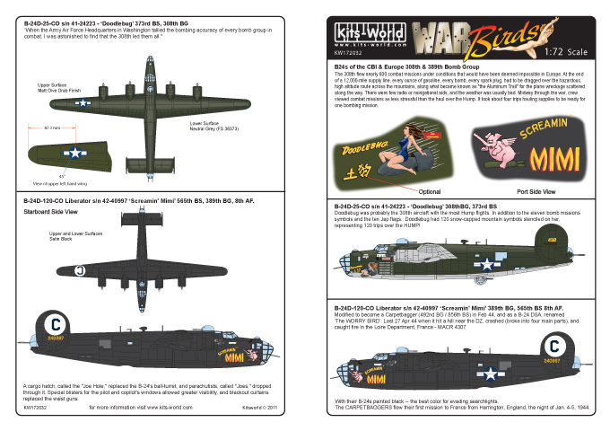 Декаль 1/72 Consolidated B-24D Liberator (2) (Kits-World)