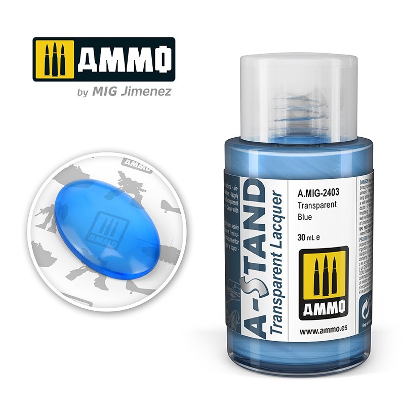 Прозрачный лак A-STAND Transparent Blue (Ammo Mig) (30ml)