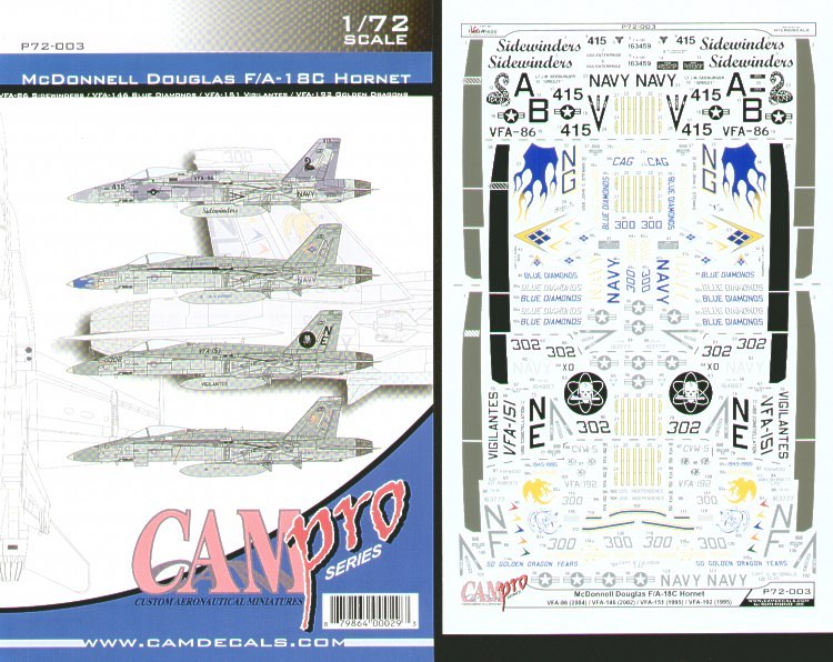 Декаль 1/72 McDonnell-Douglas F/A-18C (4) (CAM PRO)