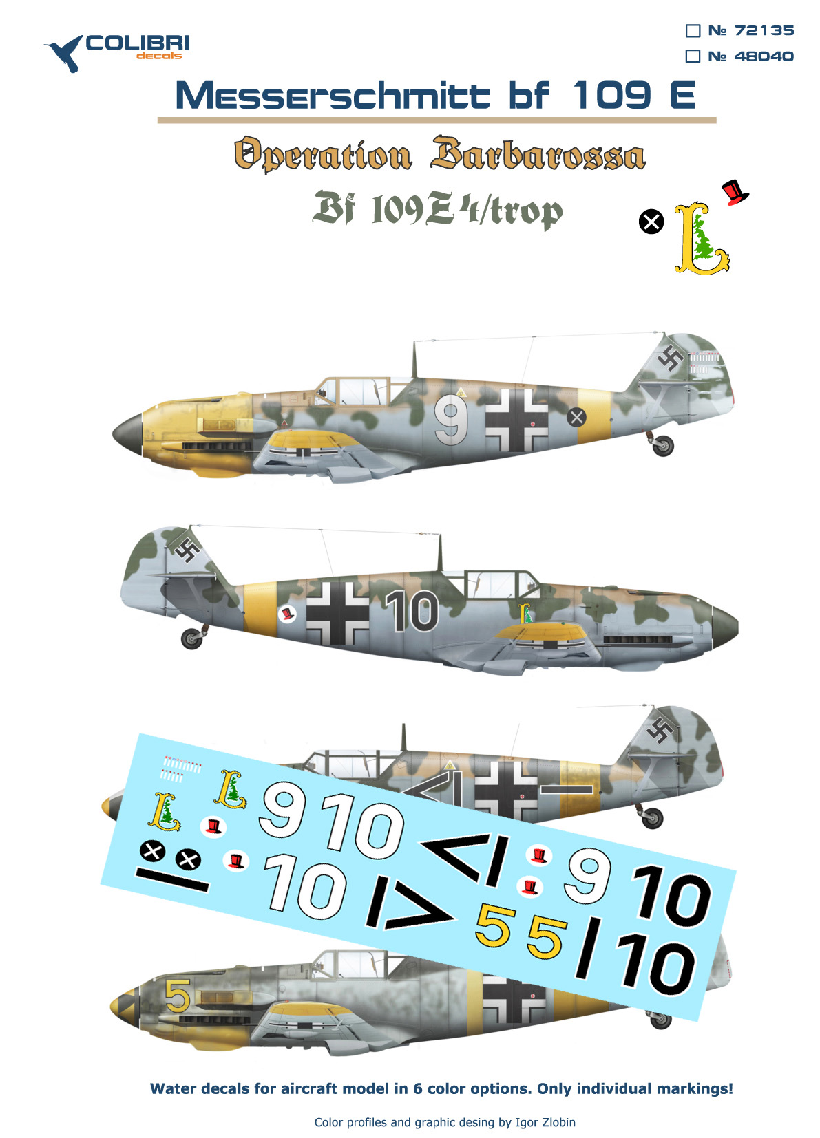 Декаль 1/48 Bf-109 E trop (Operation Barbarossa) (Colibri Decals)