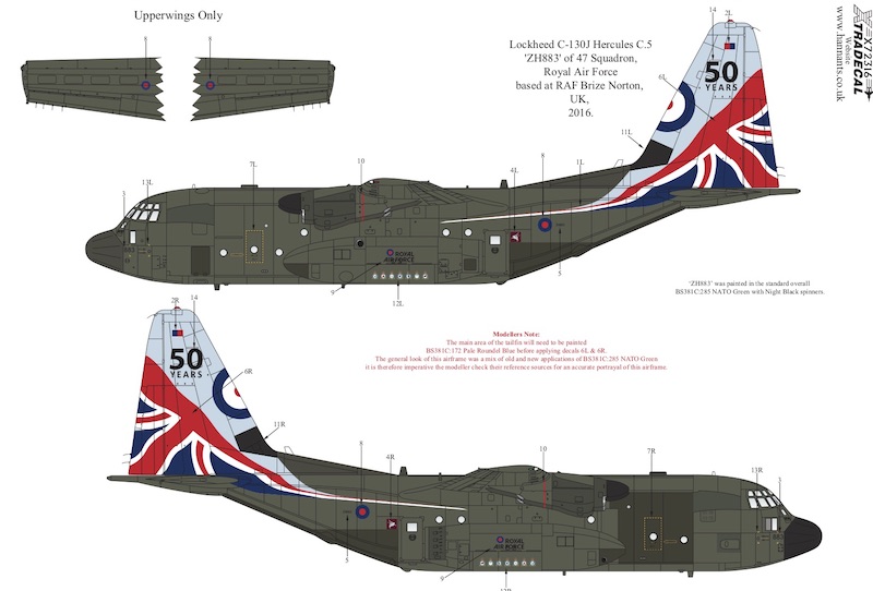 Декаль 1/72 RAF Lockheed C-130J Hercules C.5 Special Schemes Pt1 (1) (Xtradecal)