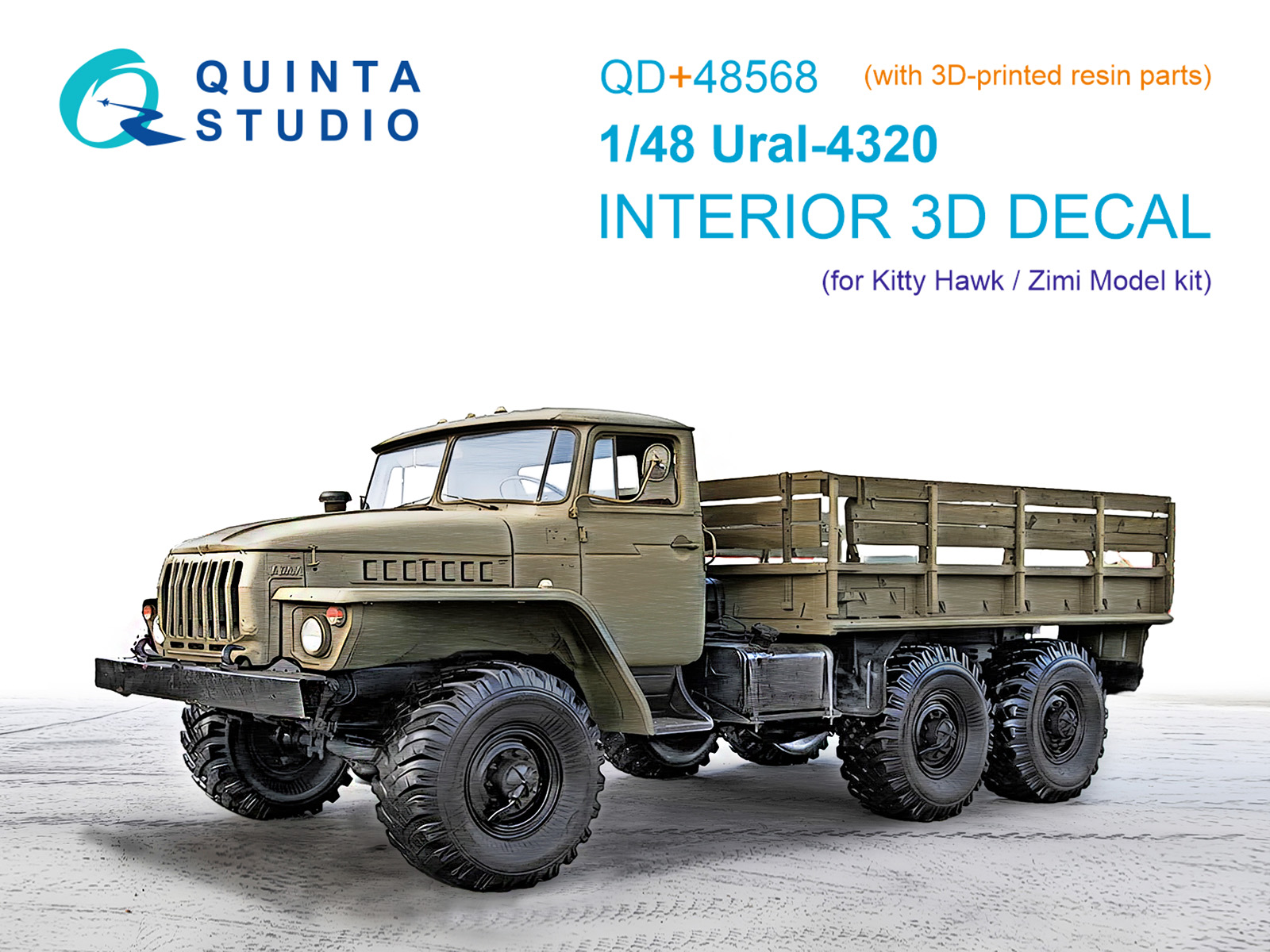 3D Декаль интерьера кабины УРАЛ 4320 (KittyHawk/Zimi model) (с 3D-печатными деталями)