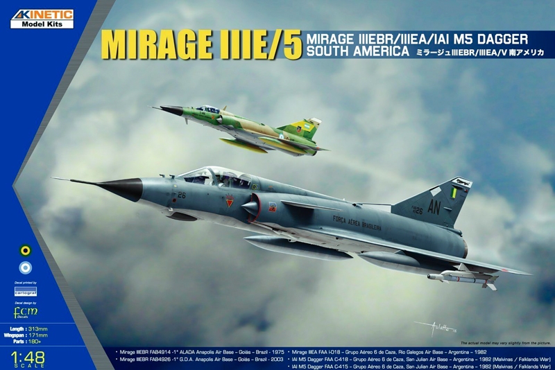 Сборная модель 1/48 Mirage IIIE/5 IIIEBR/IIIEA.IAI M5 DAGGER South America (Kinetic Model Kits)