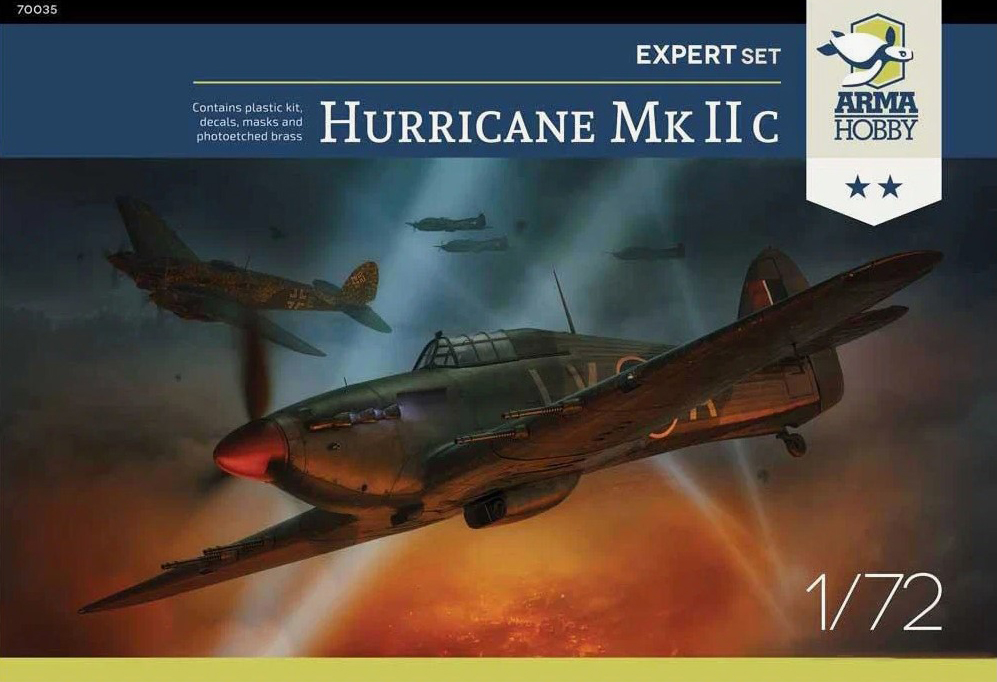 Сборная модель 1/72 Hawker Hurricane Mk.IIc Expert Set (Arma Hobby)