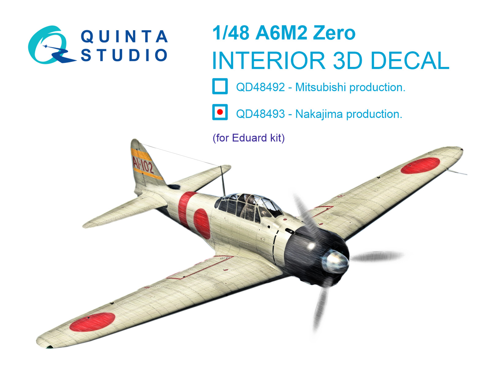 3D Декаль интерьера кабины A6M2 Zero производства Nakajima (Eduard)